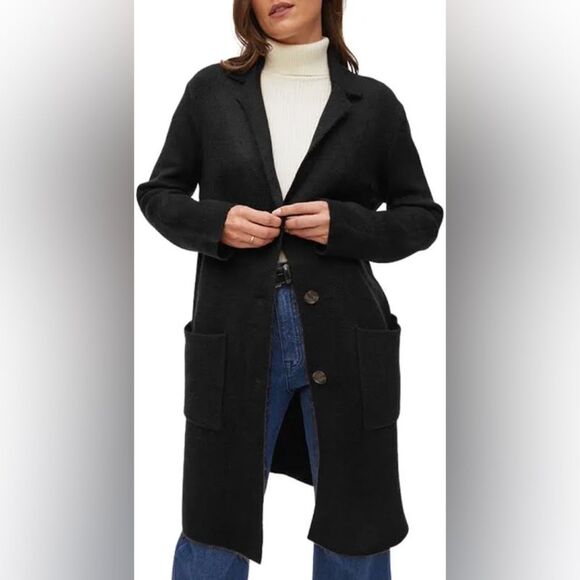Michael Stars SUMI‎ KNIT COATIGAN IN BLACK SIZE MEDIUM NWT - Picture 1 of 6